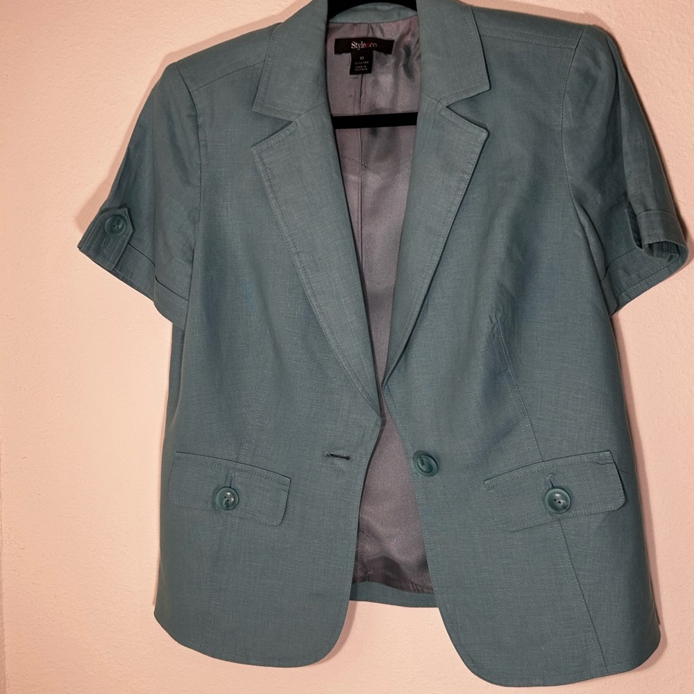 Style & Co. Teal Short Sleeve Blazer